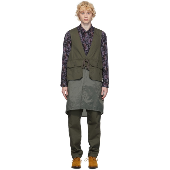 Engineered Garments Khaki Long Fowl Vest Engineered Garments