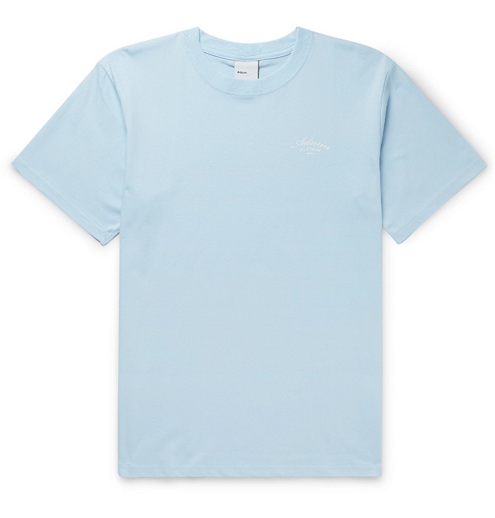Photo: Adsum - Script Logo-Print Cotton-Jersey T-Shirt - Blue