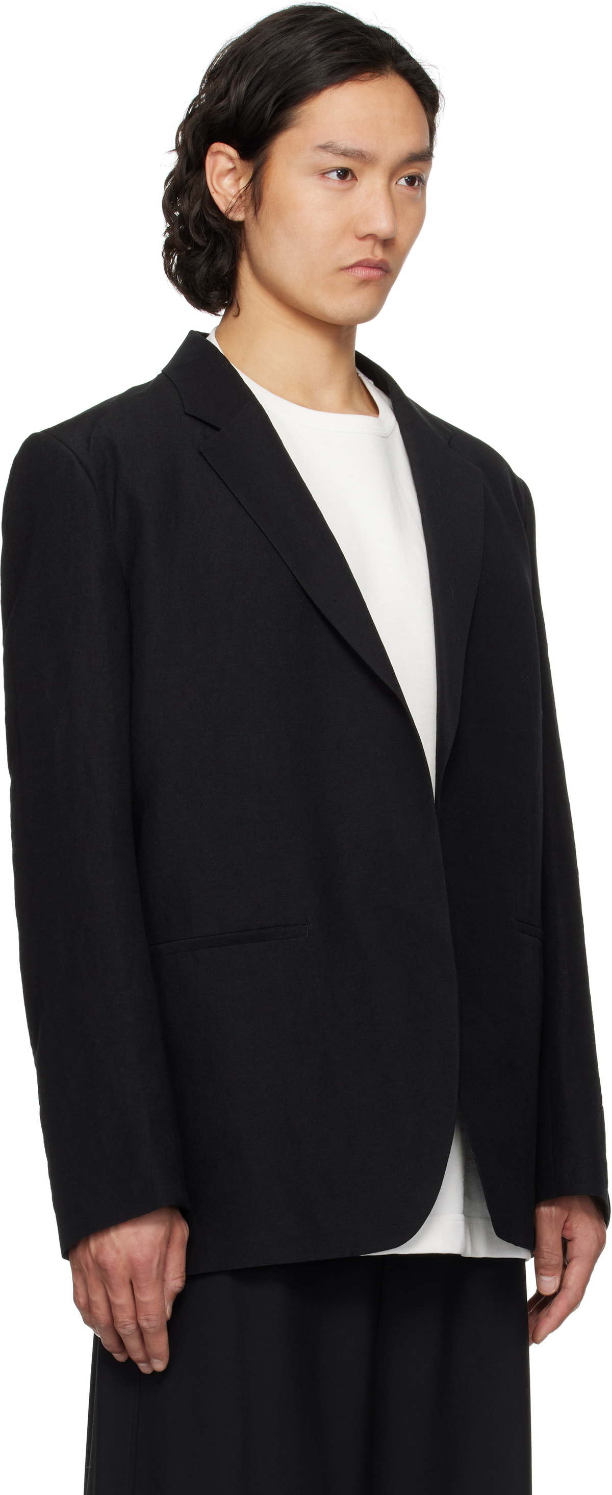 N.Hoolywood Black Buttonless Blazer