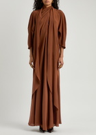 Petar Petrov The Ghost Who Walks Draped Silk Maxi Dress Brown