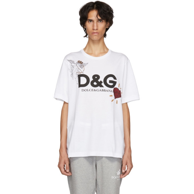 Photo: Dolce and Gabbana White Cupid Logo T-Shirt