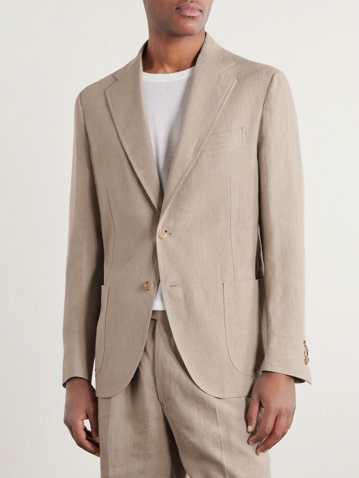 De Petrillo - Linen Single-Breasted Blazer - Neutrals