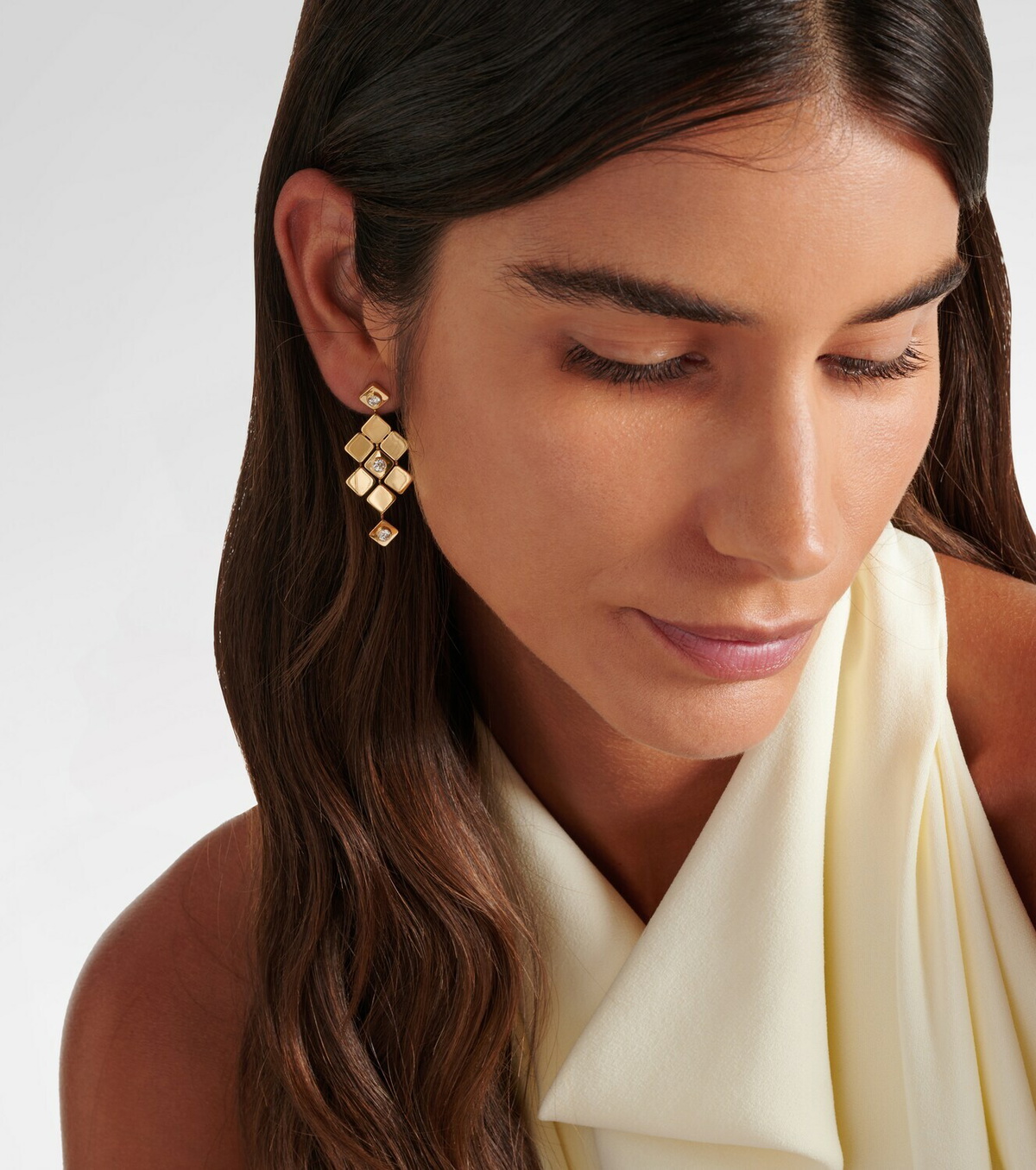 Ileana Makri Tile Temple 18kt gold drop earrings with diamonds