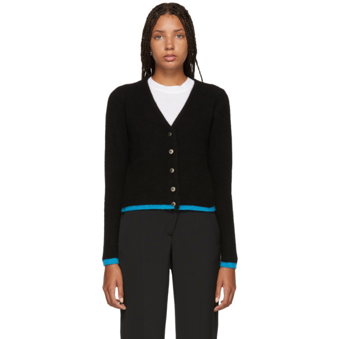 The Elder Statesman 黒カーディガン The Elder Statesman Black Cashmere Cropped Line Cardigan The Elder