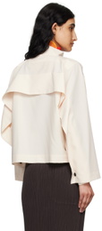 132 5. ISSEY MIYAKE Off-White Flat Tuck Jacket