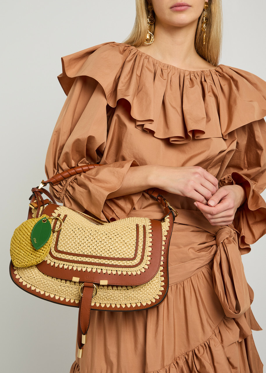 Chloe Chloé Symbols Mirror Raffia bag Charm - Yellow - One Size