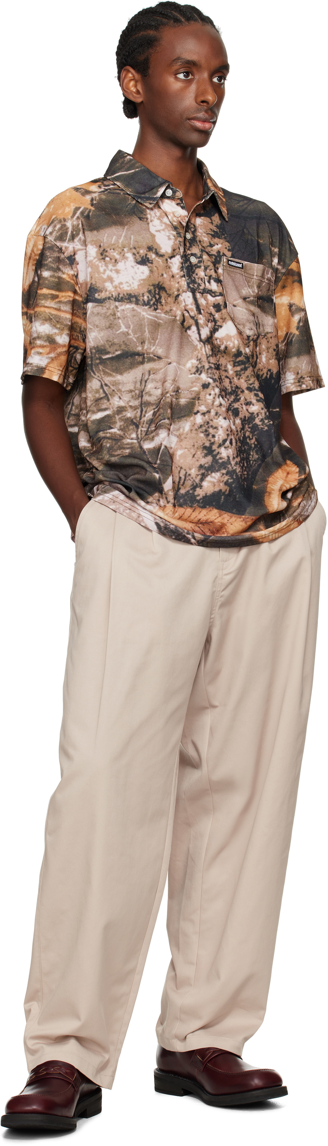 Metalwood Studio Beige Elastic Waist Baggy Trousers