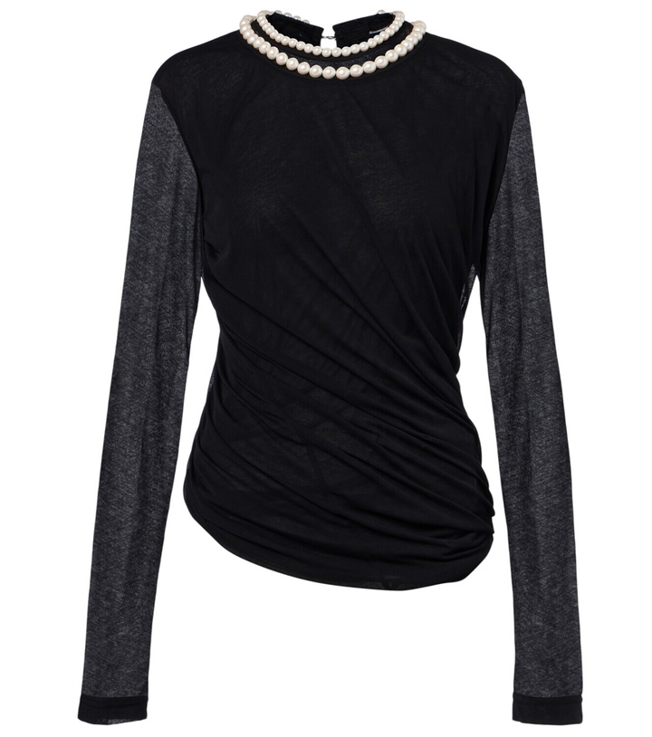 Photo: Junya Watanabe Draped faux pearl-embellished cotton top