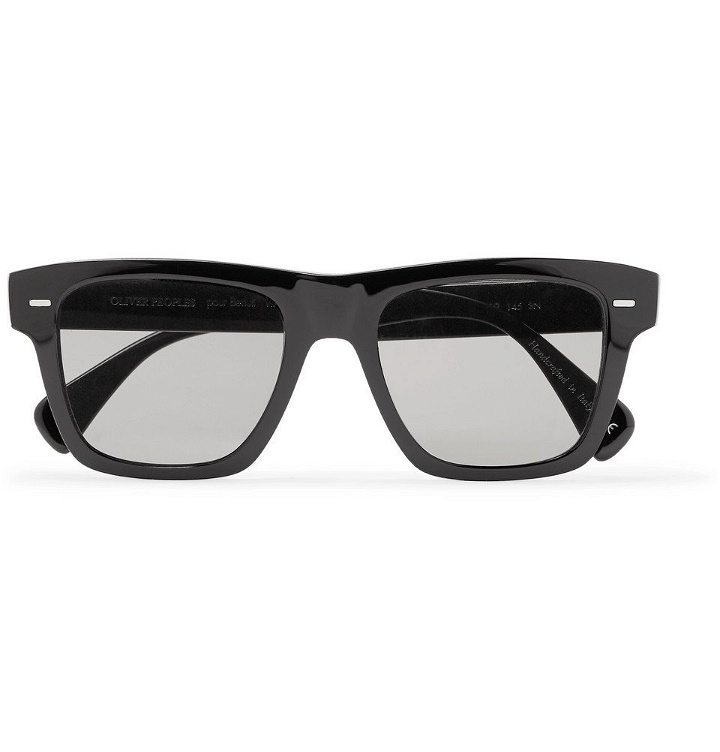 Photo: Berluti - Oliver Peoples Galleria Square-Frame Silver-Tone and Acetate Polarised Sunglasses - Men - Black