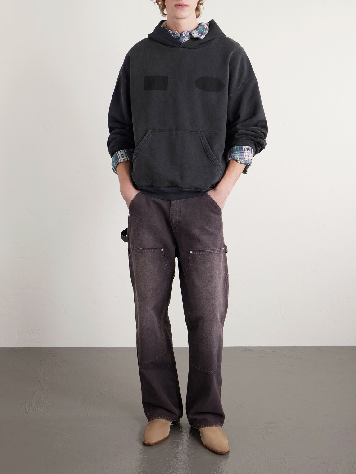 Cherry Los Angeles - Sun Faded Thermal Cotton-Fleece Hoodie - Black
