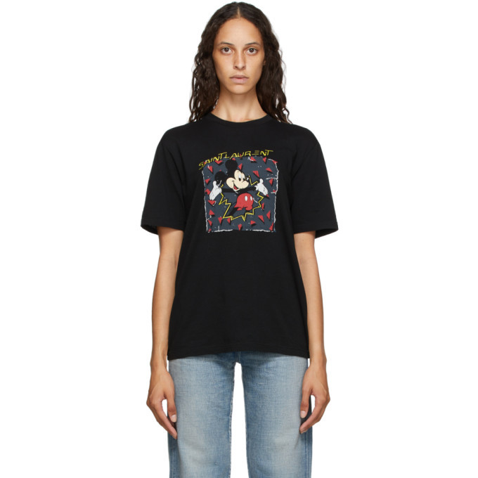 Saint Laurent Black Mickey Mouse T-Shirt Saint Laurent