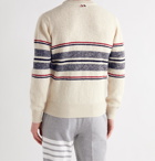 THOM BROWNE - Slim-Fit Striped Wool and Mohair-Blend Sweater - White
