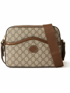 GUCCI - Leather-Trimmed Monogrammed Coated-Canvas Messenger Bag