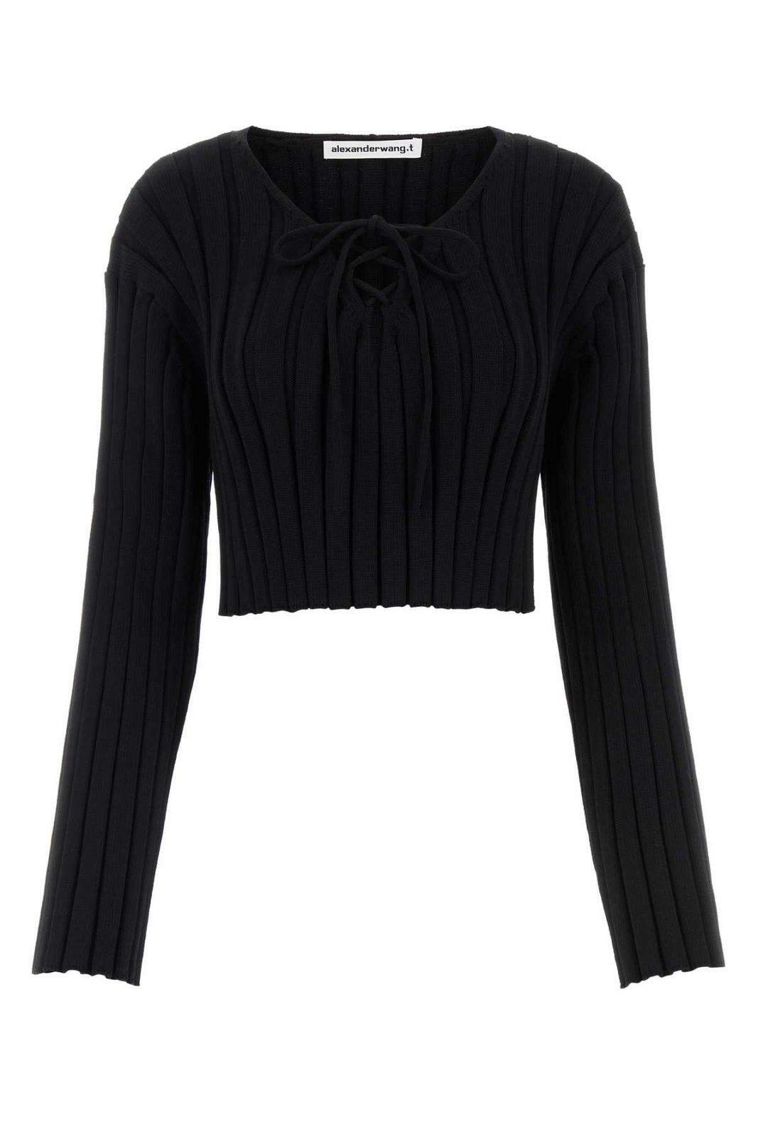 【送料&関税込】T by Alexander Wang Black Viscose Cardigan Alexander Wang BIKINI CARDIGAN IN STRETCH VISCOSE KNIT