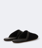John Lobb Leather-trimmed suede slippers