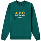 A.P.C. Men's Madame Logo Crew Sweat in Dark Green