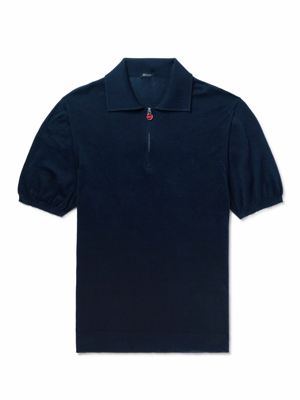Photo: Kiton - Cotton Half-Zip Polo Shirt - Blue