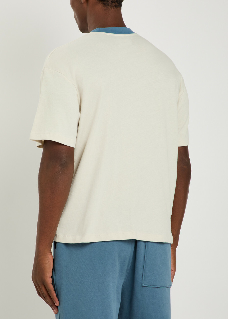Nahmias Ringer Logo-print Cotton T-shirt White And Blue