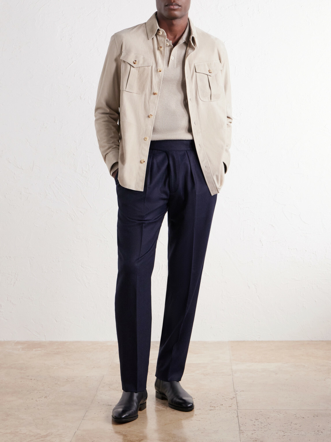 Rubinacci - Manny Tapered Mélange Virgin Wool-Twill Trousers - Blue