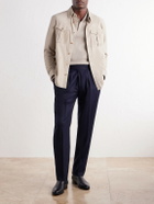 Rubinacci - Manny Tapered Mélange Virgin Wool-Twill Trousers - Blue