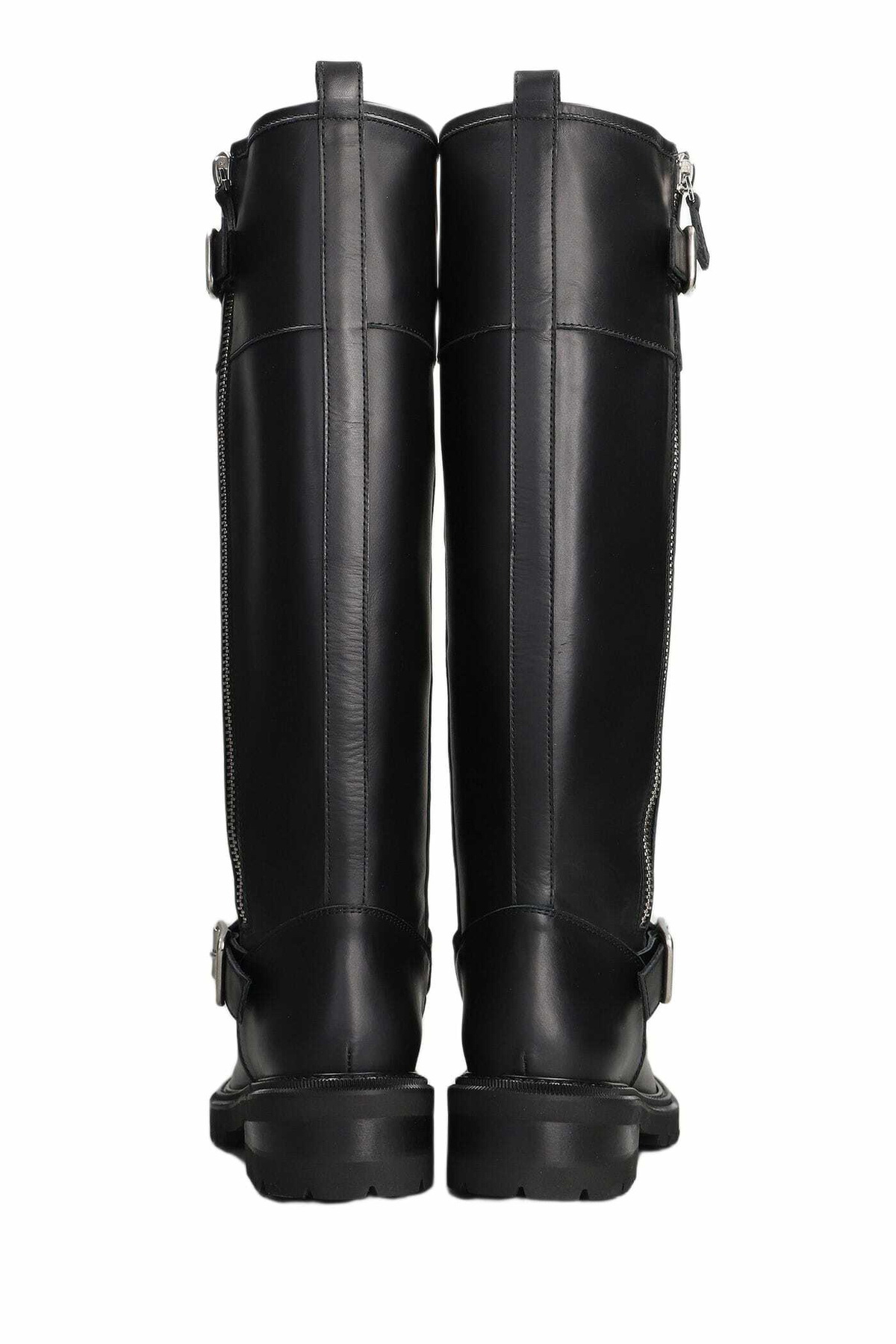 Via Roma 15 Low Heels Boots In Black Leather