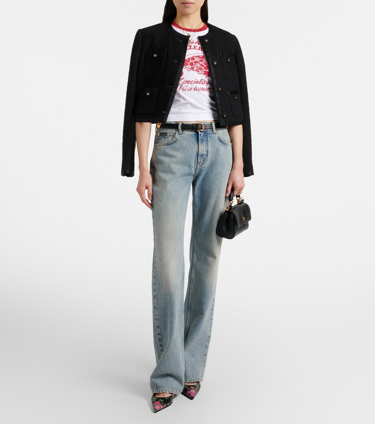 Dolce&Gabbana Printed cotton-blend jersey T-shirt