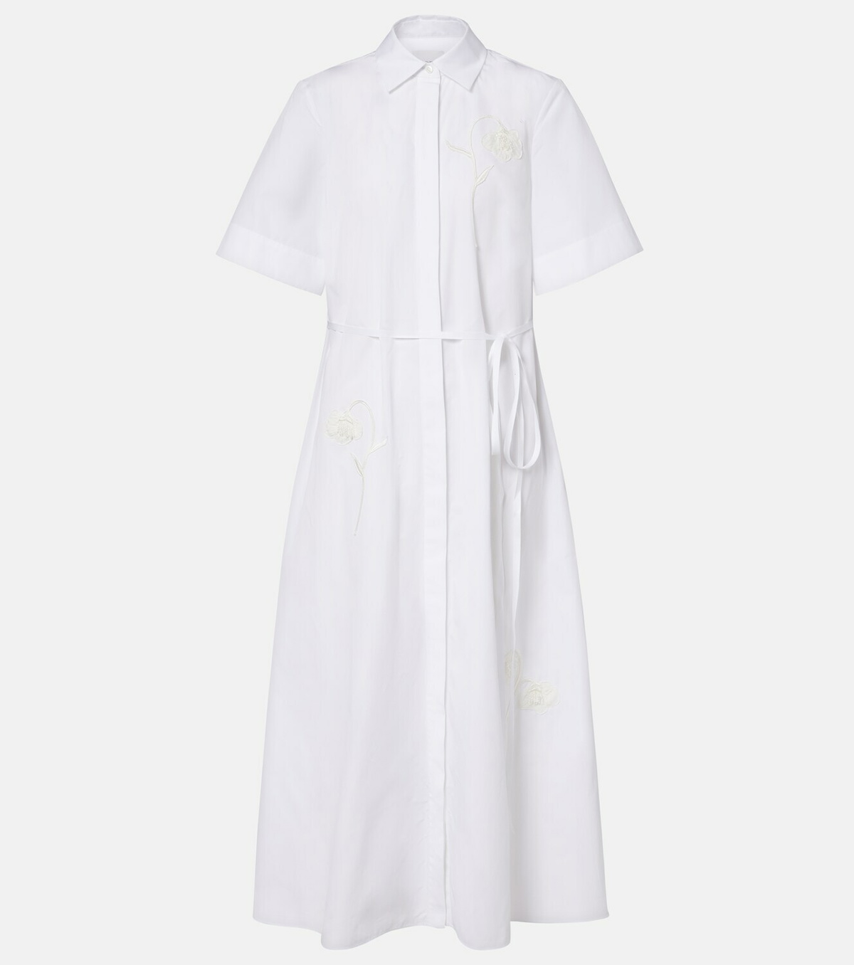 Erdem Embroidered cotton poplin shirt dress