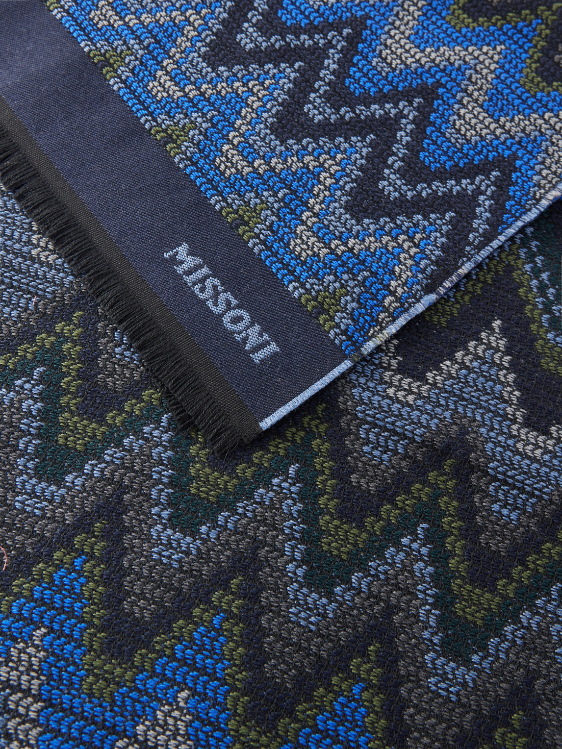 Missoni - Striped Crochet-Knit Wool Scarf - Blue