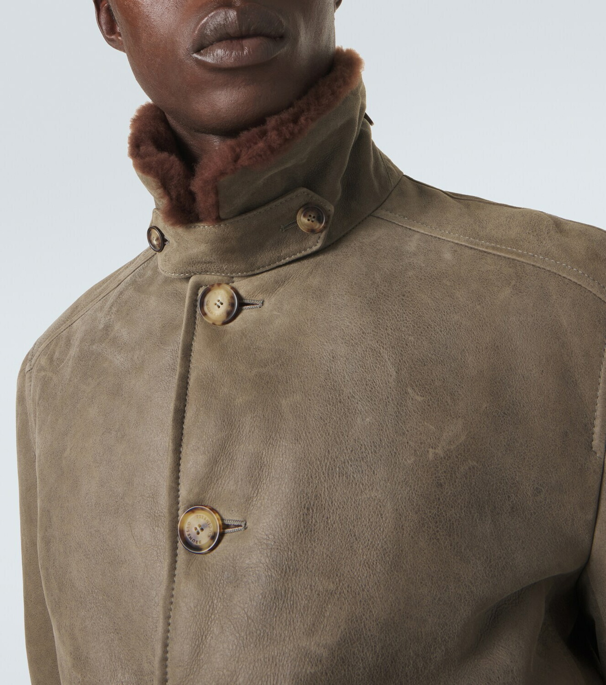 Brunello Cucinelli Shearling-lined leather blouson jacket