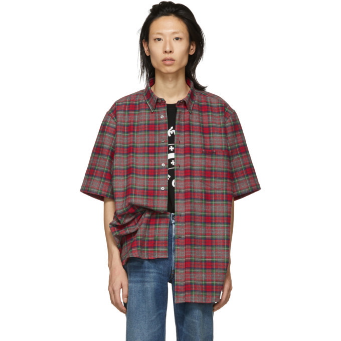 Photo: Vetements Red and Green Flannel Metal Ring Shirt