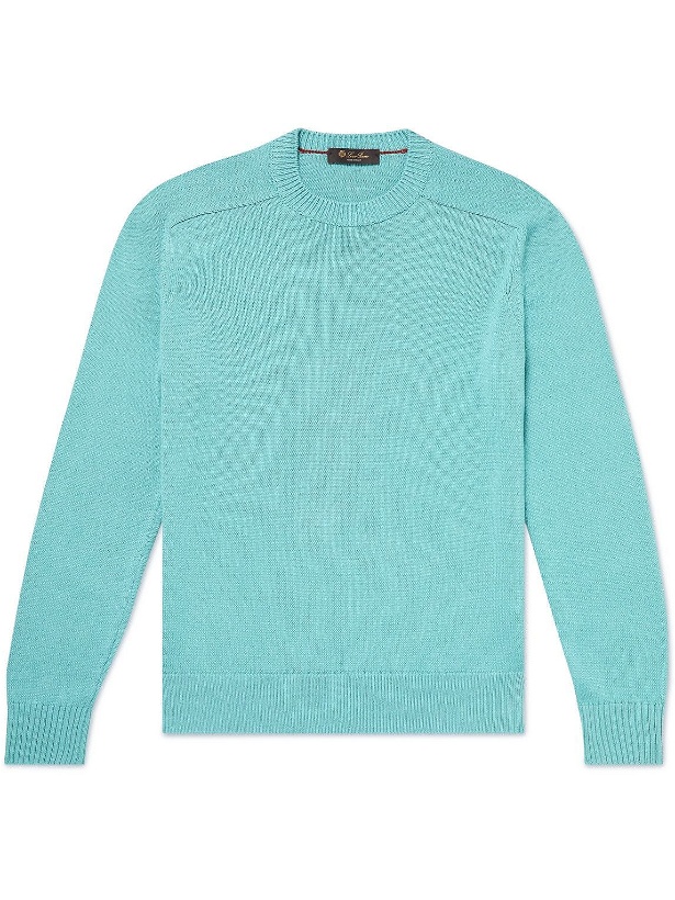 Photo: Loro Piana - Slim-Fit Cotton and Silk-Blend Sweater - Blue