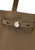 Tory Burch Romy Pebbled Leather Tote - Mid Brown - One Size