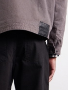 FrizmWORKS - Distressed Leather-Trimmed Cotton-Canvas Jacket - Brown