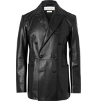 ALEXANDER MCQUEEN - Slim-Fit Double-Breasted Leather Blazer - Black