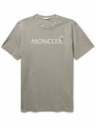 Moncler - Logo-Flocked Appliquéd Cotton-Jersey T-Shirt - Brown