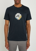 PS Paul Smith Zebra Printed Cotton T-shirt Navy