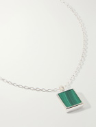 Mikia - Rectangle Sterling Silver Malachite Necklace