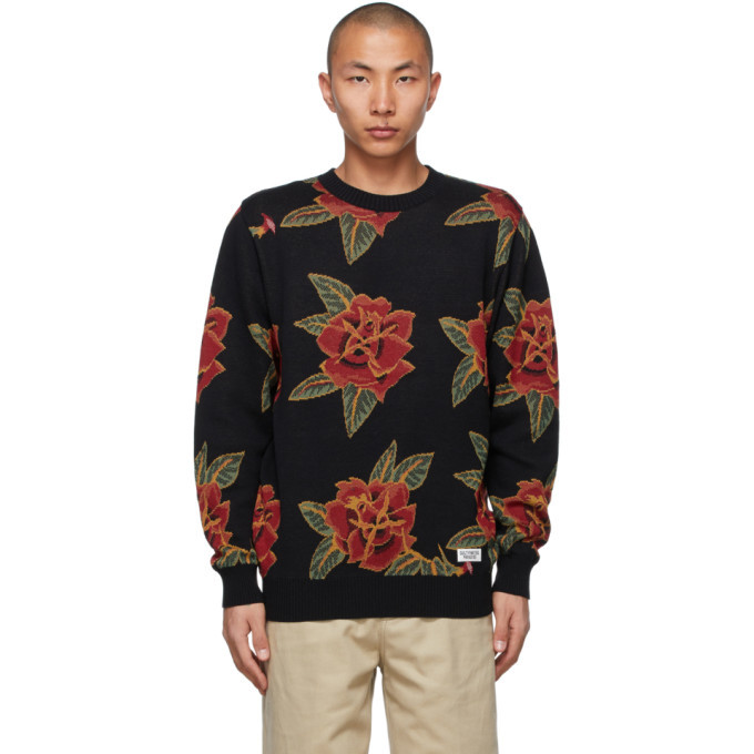 WACKO MARIA Black Jacquard Flower Sweater Wacko Maria