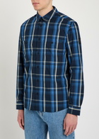 Belstaff Fleet Checked Cotton-poplin Shirt Navy
