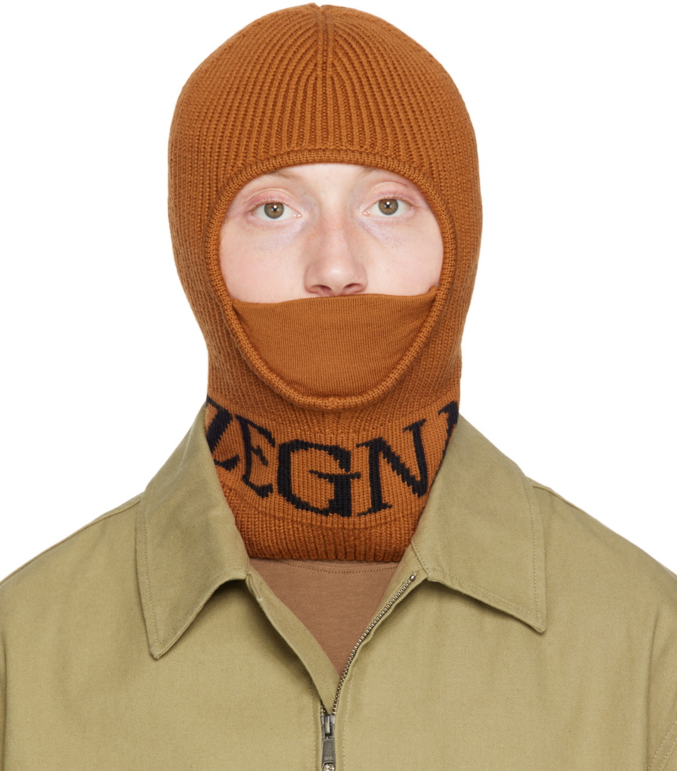 ZEGNA Orange & Black Logo Balaclava Zegna