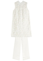 Self-portrait Floral-embellished Tulle Mini Dress White