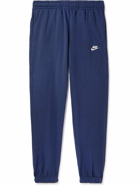Nike - Sportswear Club Tapered Logo-Embroidered Cotton-Blend Jersey Sweatpants - Blue