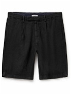 Boglioli - Straight-Leg Pleated Linen Shorts - Black