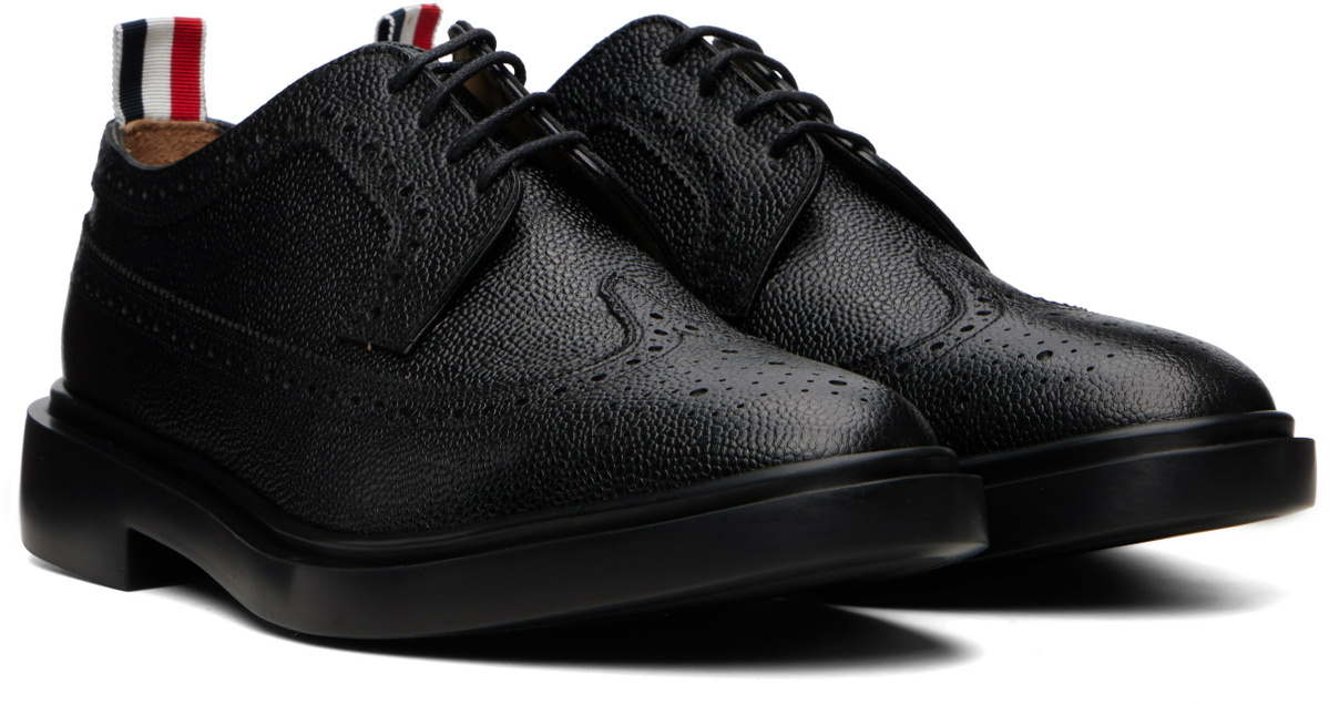 Thom Browne Black Pebble Grain Longwing Brogues