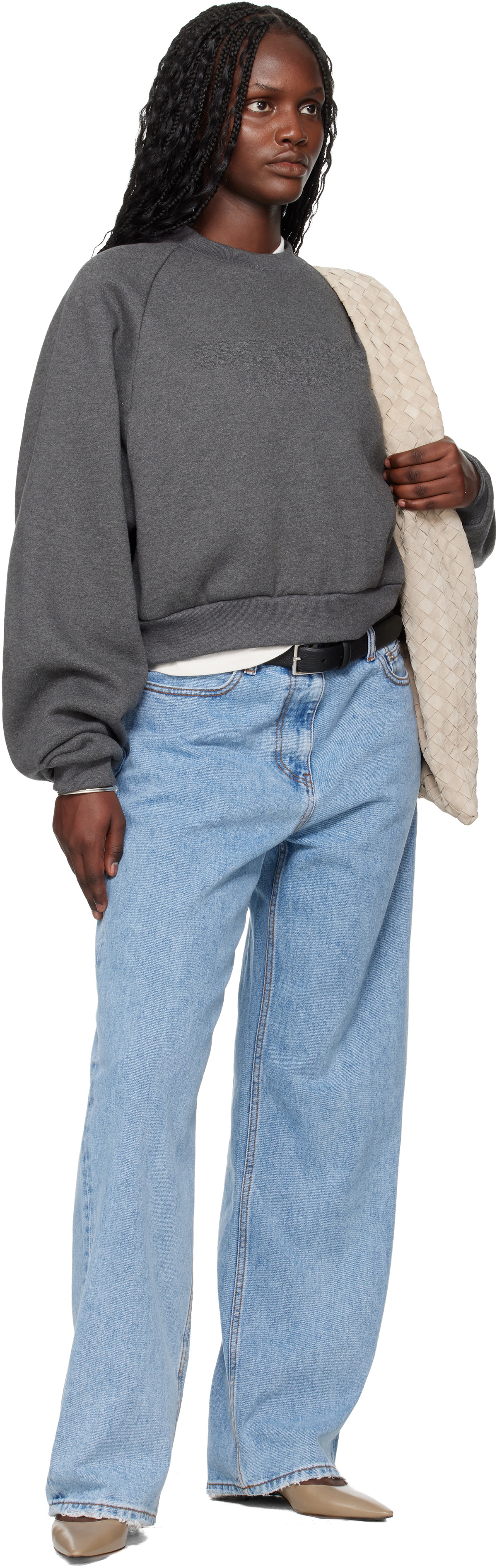Fear of God ESSENTIALS Gray Holiday Embossed 90s Raglan Crewneck Sweatshirt