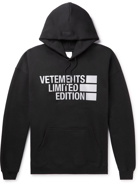 VETEMENTS - Logo-Print Cotton-Blend Jersey Hoodie - Black