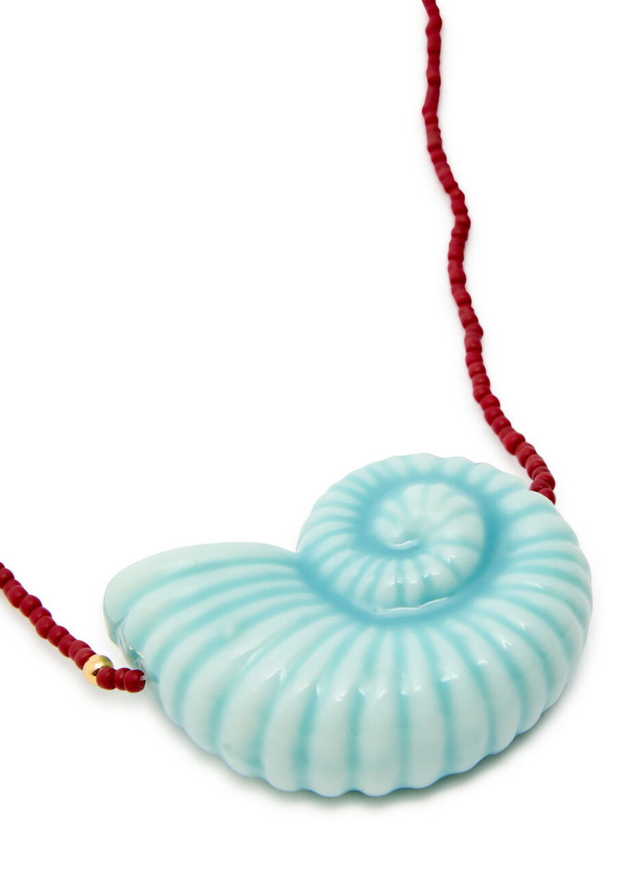 Anni LU Nautilus Beaded 18kt Gold-plated Necklace - Red - One Size