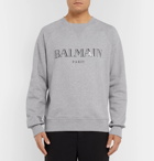 Balmain - Logo-Print Cotton-Jersey Sweatshirt - Men - Gray