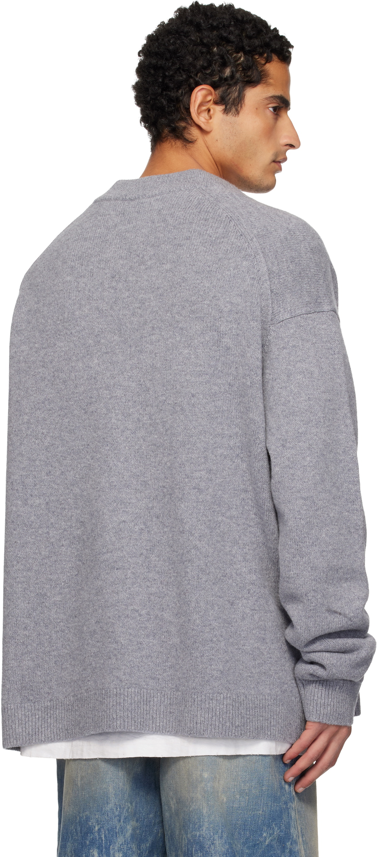 Acne Studios Gray Wool V-Neck Cardigan