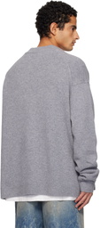 Acne Studios Gray Wool V-Neck Cardigan